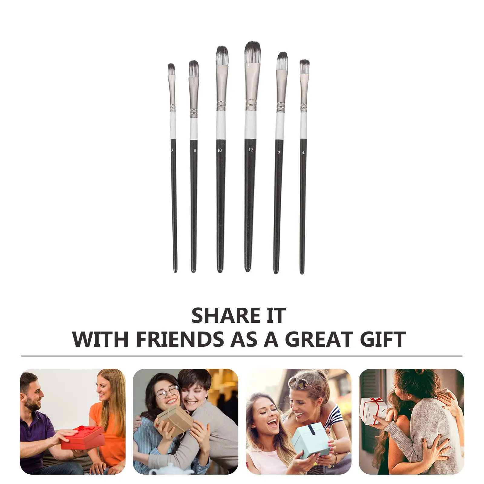 6Pcs Professional Painting Brush Set for Watercolor Acrylic Oil Gouache Face Nail Rock Miniature Detail Art Students Artists