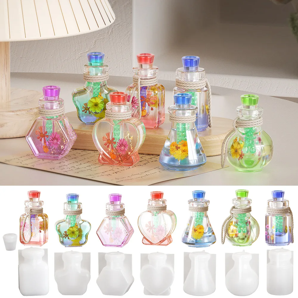 Drifting Bottle Silicone Mold DIY Crystal Epoxy Resin Small Night Lights Aromatherapy Quicksand Bottles Mold For Resin Making