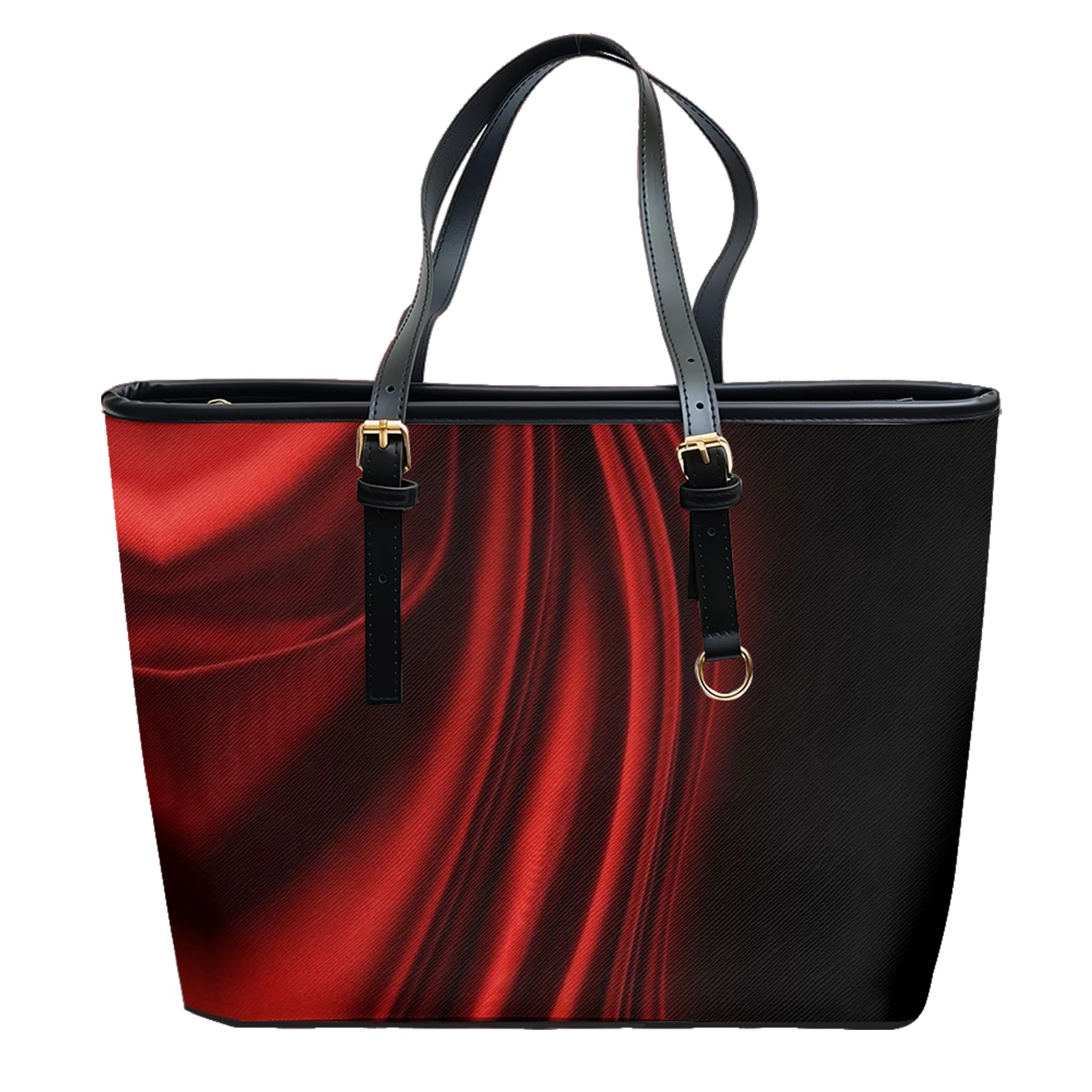 Neon Contrast Lines Printed Oxford PVC Leather Shoulder Bag Zipper Lightweight Tote Daily Use Convertible Work Weekend Purse