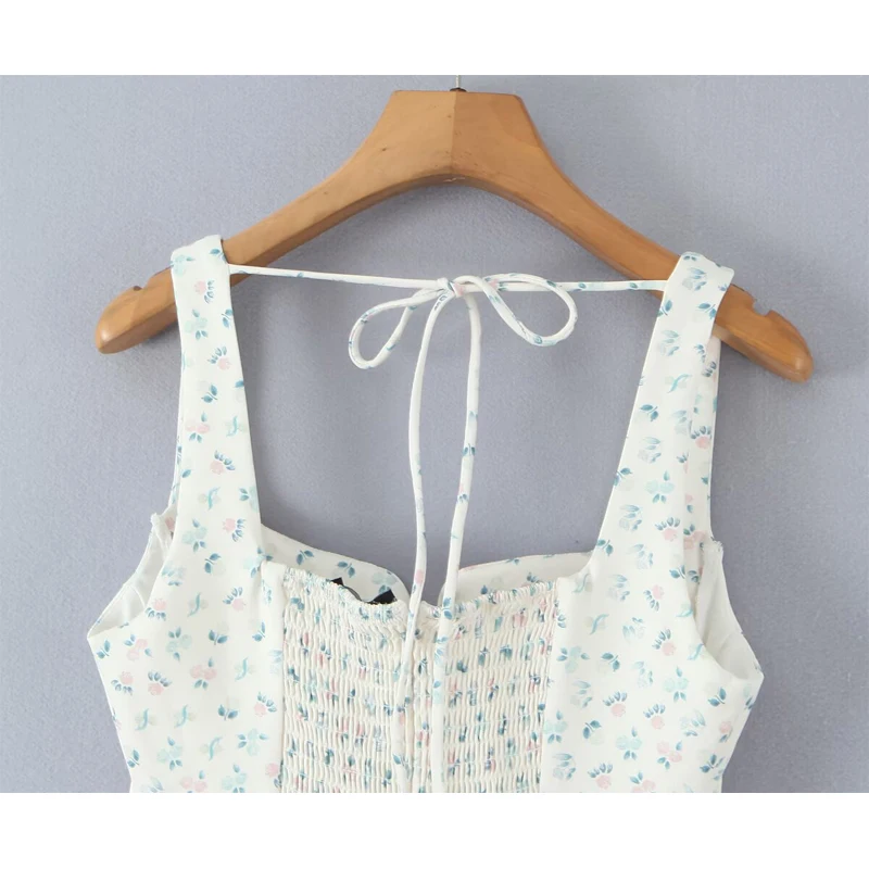 ヨーロッパとアメリカのスタイル 2026 夏 スリングショートドレス 女の子用 エレガントなAライン 花柄プリント パーティー バケーションドレス