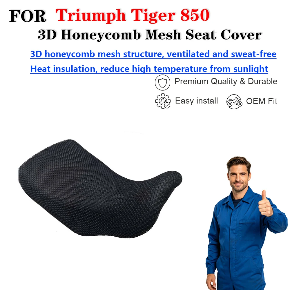3D Honeycomb Mesh Seat Cover Ventilate Heat Isolation Non-destructive Mod Accessories For Tiger 850 Motorcycle Accesorios moto