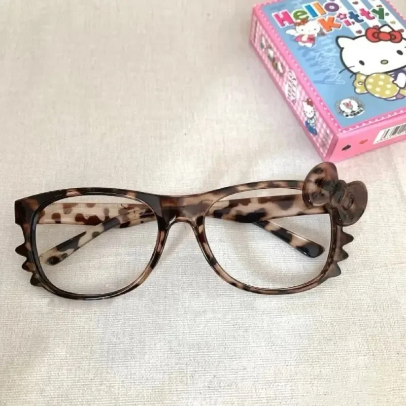 

Hello Kittys Leopard Print Kawaii Sanrio Eyeglasses Frames Accessories Cute Beauty Cartoon Anime Y2K Vintage Toys for Girls Gift