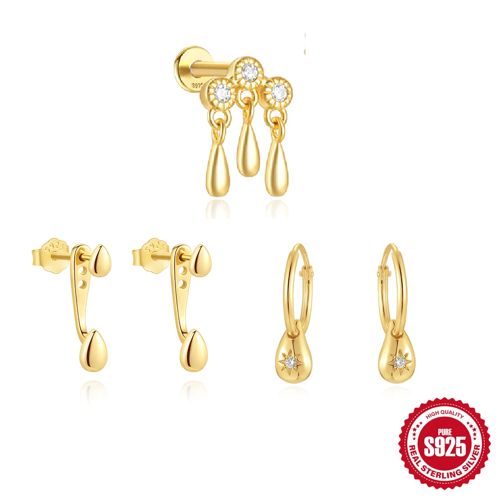 ROXI 925 Sterling Silver 18K Gold Waterdrop Hook piercing Earrings for Women Fashion Tassel earring Party Wedding Jewelry