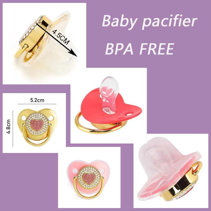 Newborn photography accessories - exquisite and luxurious reassuring diamond silicone nipple, keeping babies quiet and BPA free