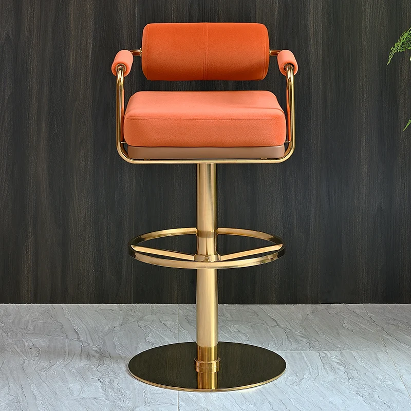 Modern Luxury Bar Stools with Backrest and Gold Base Counter Swivel Bar Stool Custmized        Color