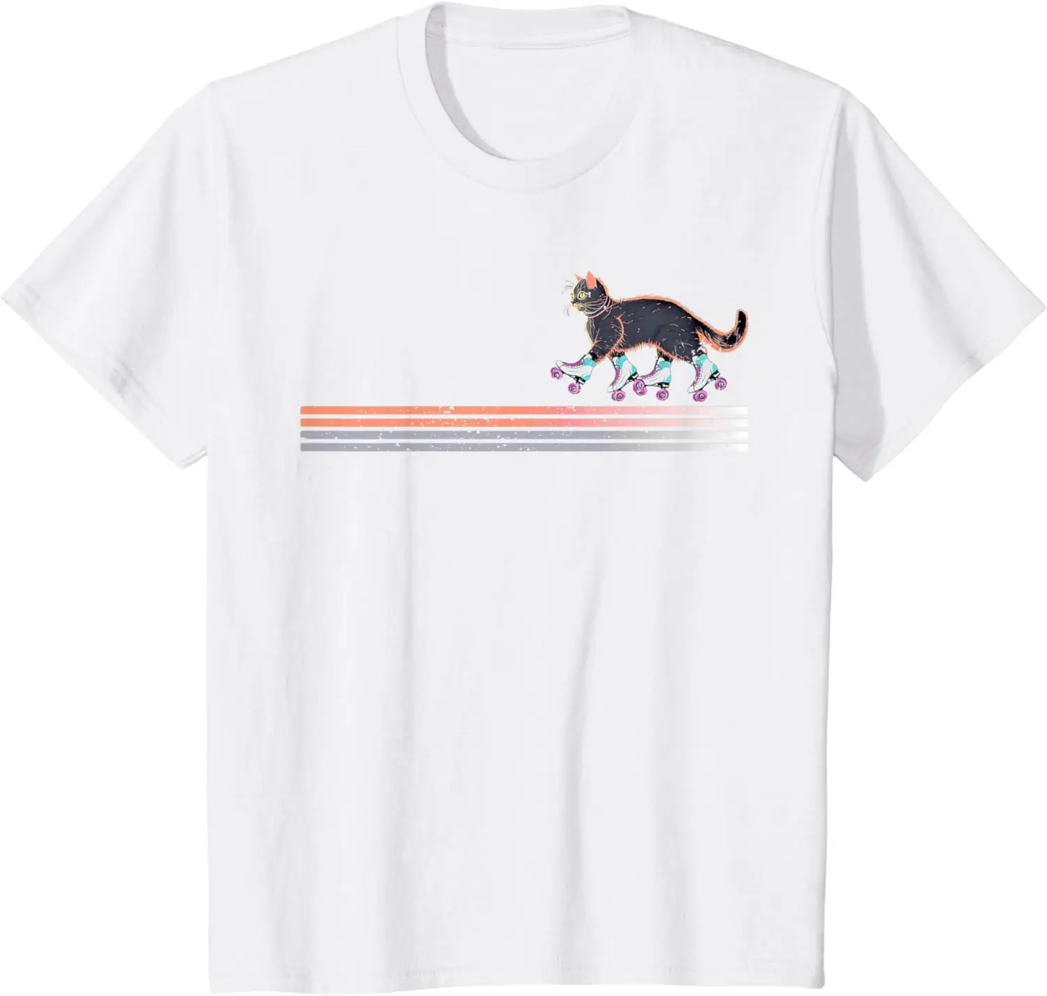 Retro Roller Skating Cats Derby Skater Girls T-Shirt The Fabric Is Fresh and Breathable