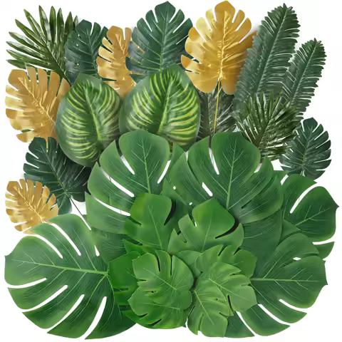 Artificial Palm Tropical Leaves Monstera Leaves Safari Jungle Leaf for Hawaiian Party Beach Table Wedding Shower Birthday Decor