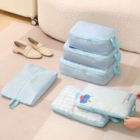 4Pcs Foldable Compressed Travel Clothes Bag Large Capacity Dustproof Clothes Storage Bag with Handle Space Saving