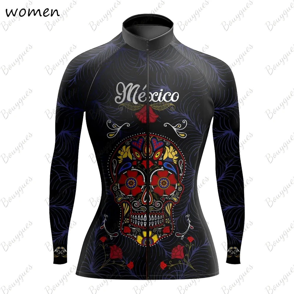 Women\'s Mexico Cycling Jersey MTB Jersey Bicycle Team Cycling Shirt  Long Sleeve Bike Wear Summer Winter Premium Cycle Clothes