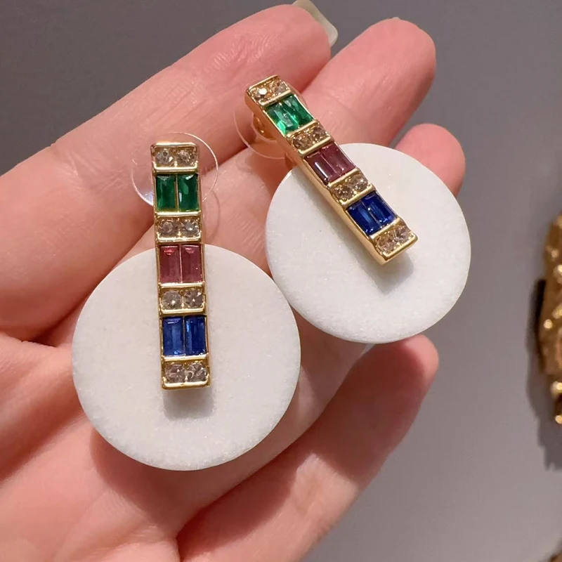 

Pendant Round White Agate Drop Earrings Dangle Vintage Chinese Style Colorful Zircon Rhinestone Jewelry 2026 New For Women Gifts
