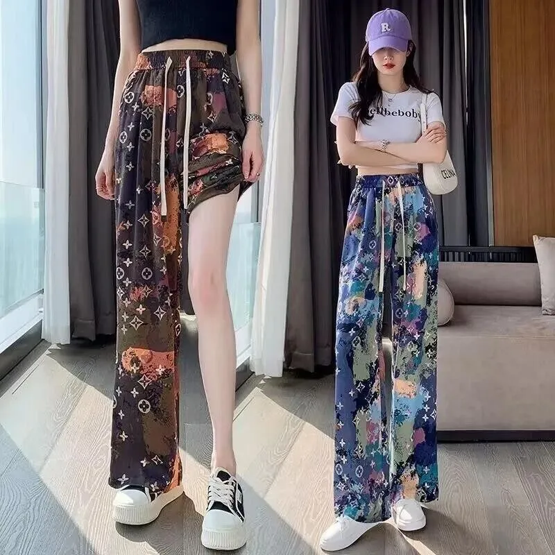 Draping Wide Leg Pants Women Breathable Casual Trousers Ladies Bottoms Long Lightweight Comfort Girls Female Daily Wear Pants