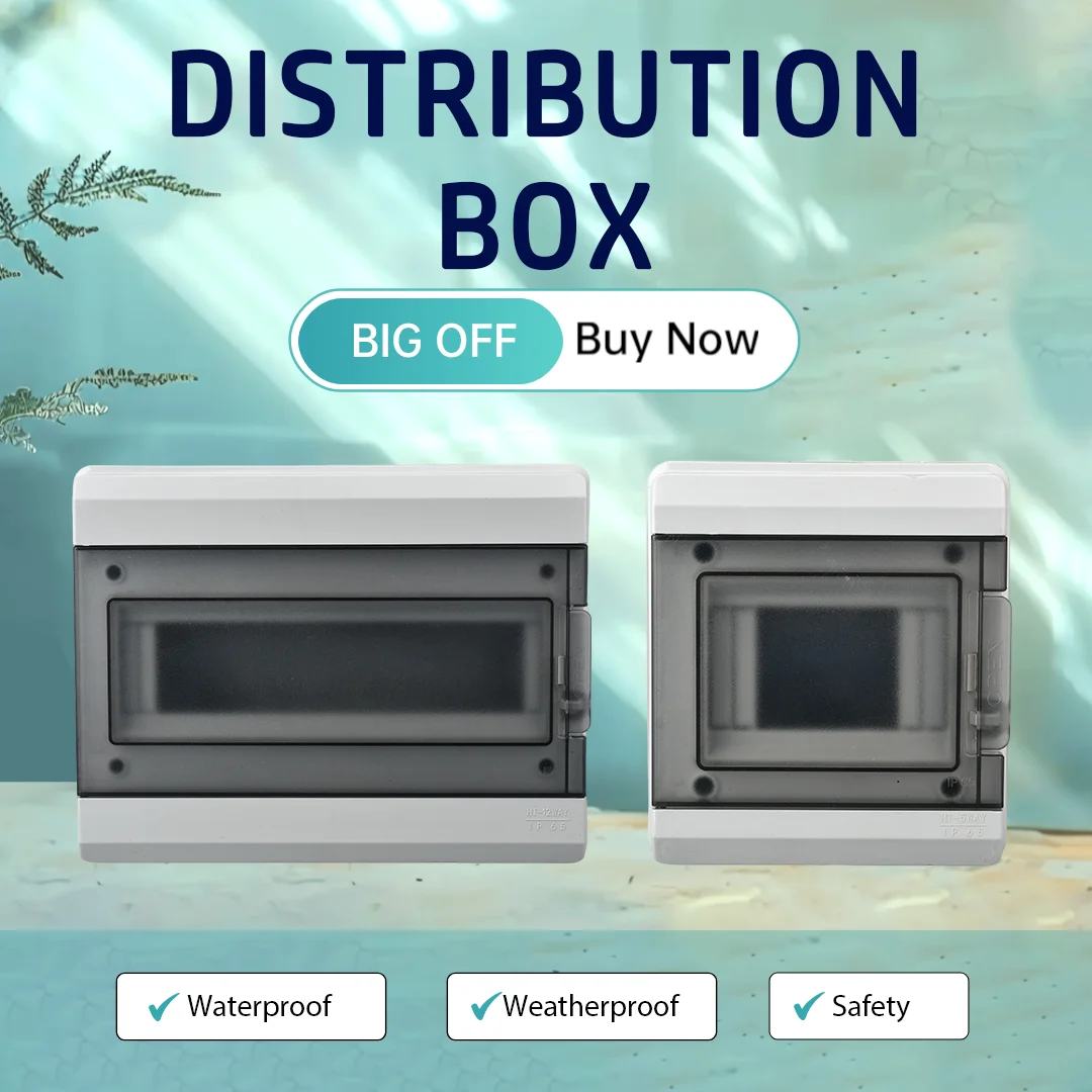 HT Series New Junction Box 2/3/5/8/12/15/18/24WAY PC Plastic Outdoor Electrical IP65 Waterproof Distribution Box switch box