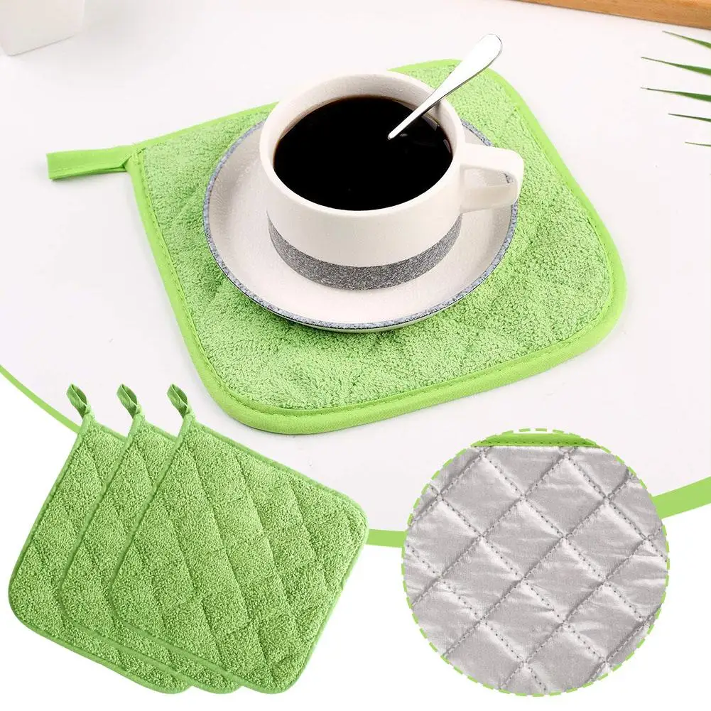 2 In 1 Pot Holders Oven Mitts 3 Pcs Cotton Mat Cooking Accessories Gloves Potholders Microwave Coaster Tool Bbq Kitchen Bak M9i9