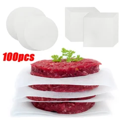 100pcs/pack Round Square Hamburger Food Pad Paper Disposable Hamburger Patty Separation Pad Non-stick Oil Paper Baking Paper