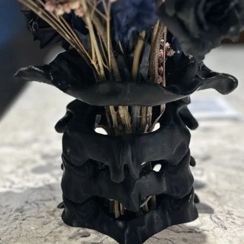 Portapenne con ossa di teschio Portapenne per trucco Vanty Organizzatore da scrivania per ufficio Decorazioni gotiche Organizer con teschi e ossa gotici