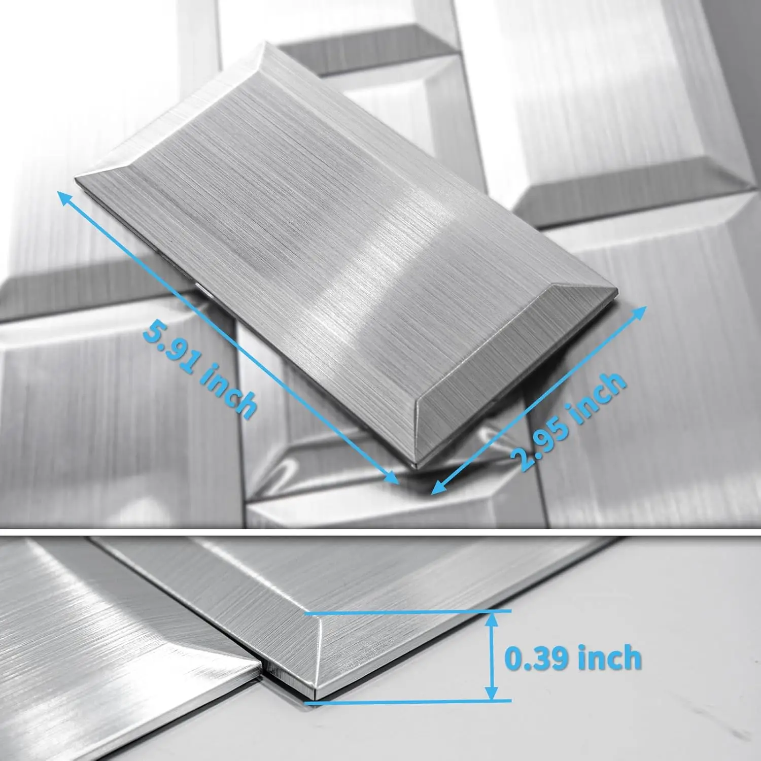 3D 100 Pcs Peel And Stick Backsplash Tiles, 3D Textured Metal Stick On Subway Wall Tiles For Kitchen Back Splashes,