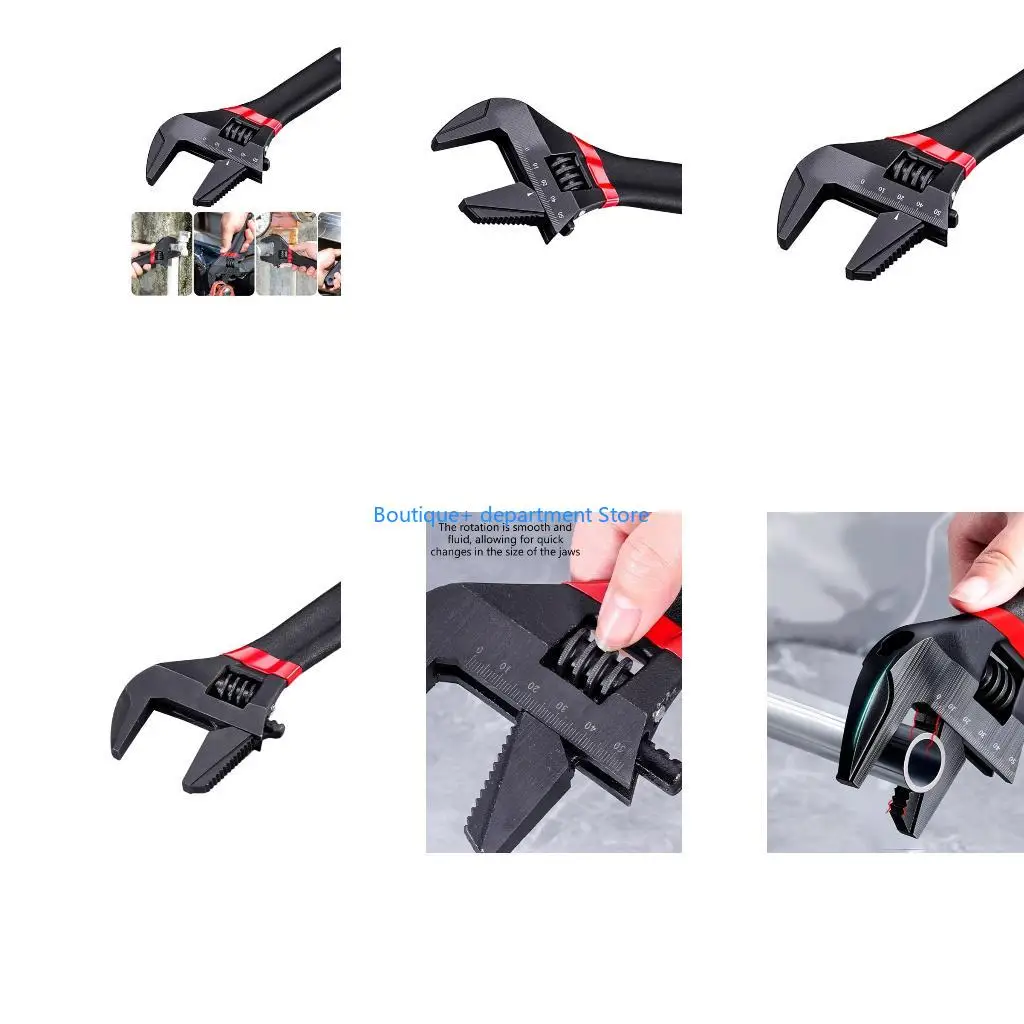 E1PD Large Opening Adjustable Wrench Steel Spanner For Bathroom Plumbing And Tight Space With High Strength Alloy Steel