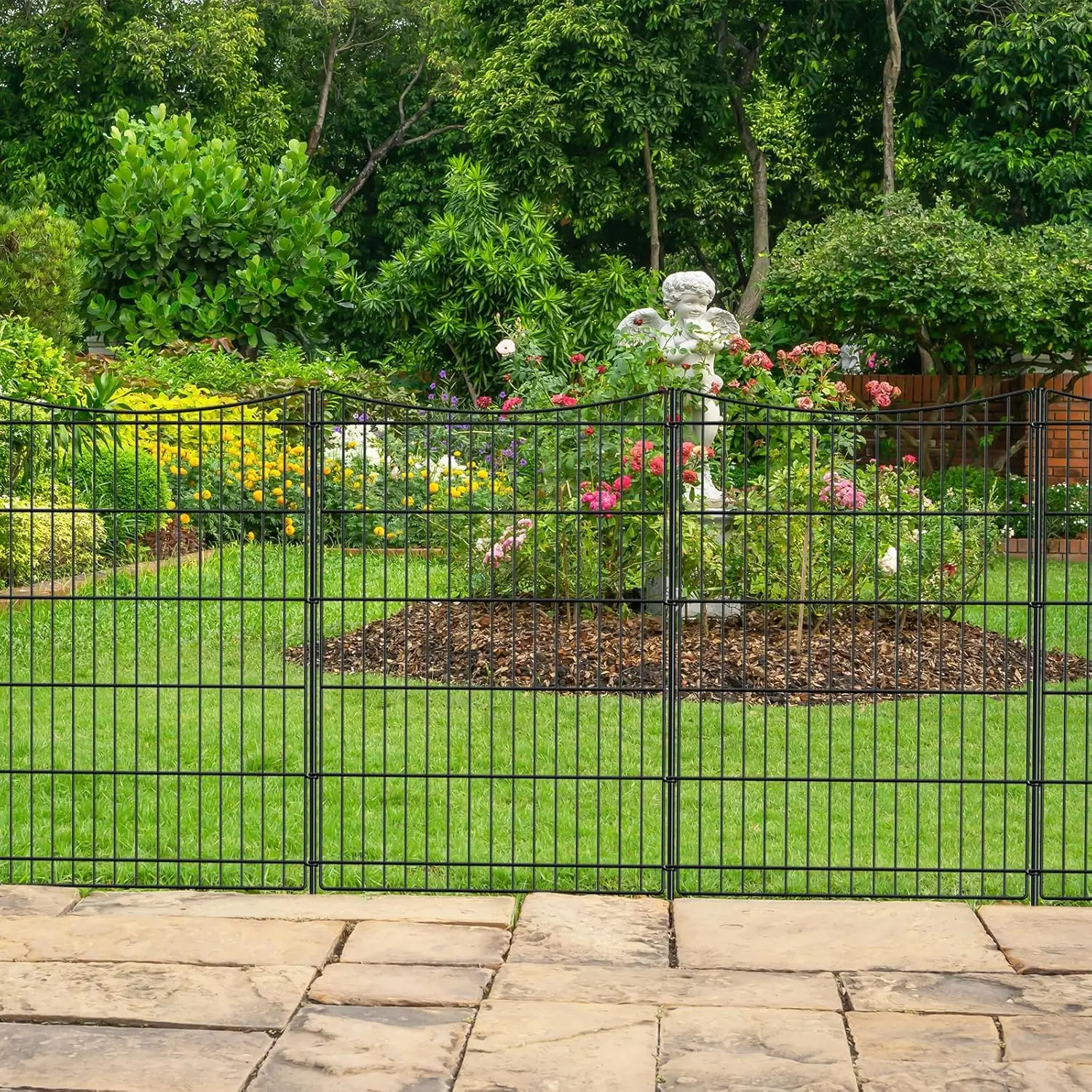 

Decorative Garden Fence 6 Panels 13ft Long, Rustproof Metal Wire No Dig Temporary Animal Barrier for Yard Patio