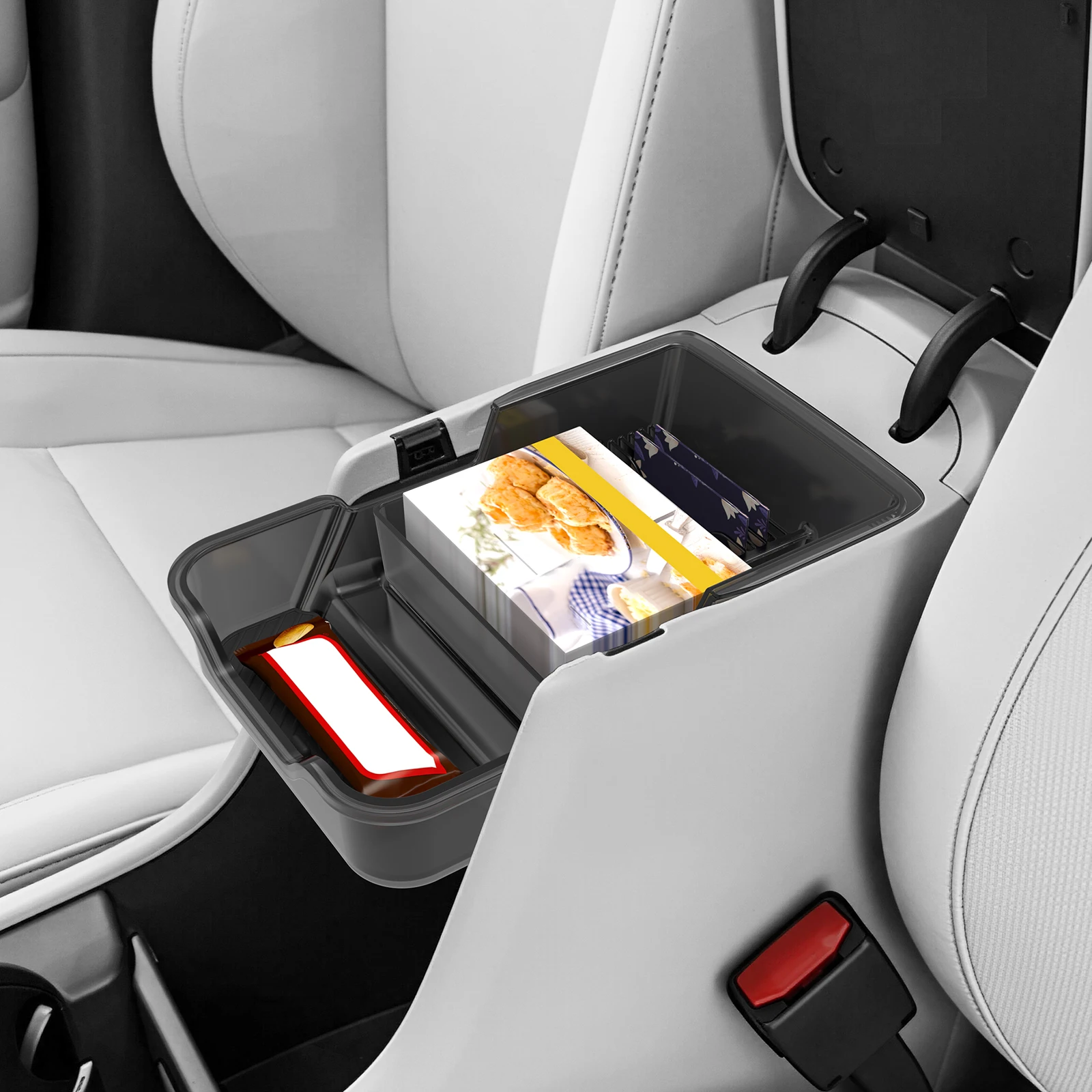 LUCKEASY für Hyundai Kona 2025 2026 Auto-Aufbewahrungsbox Zubehör Mittelkonsole Armlehnenbox Doppelschichtige Aufbewahrungstasche Ablage – Detail 10
