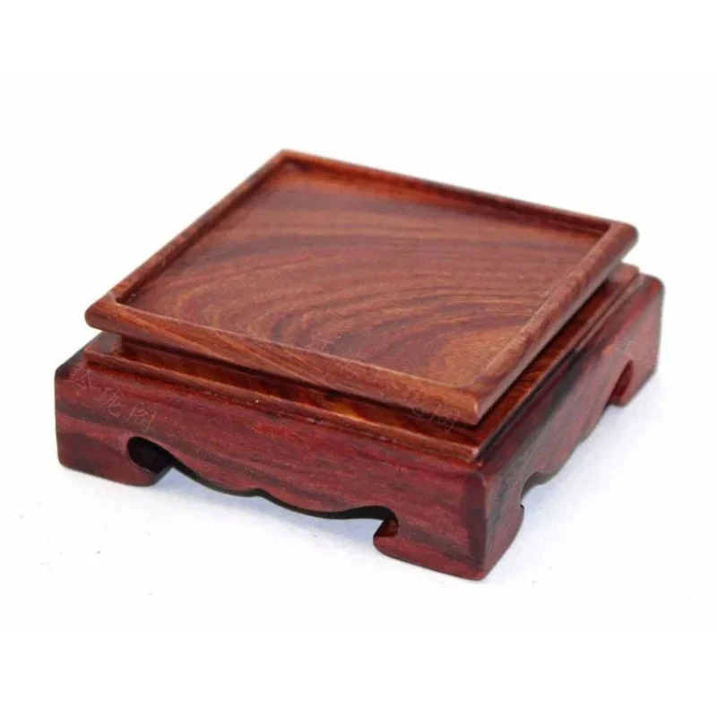 Square Wooden Base Holder for Seal Wooden Display Pedestal Carved Small Flowerpot Stand Craft Exquisite Office Ornament Supplies