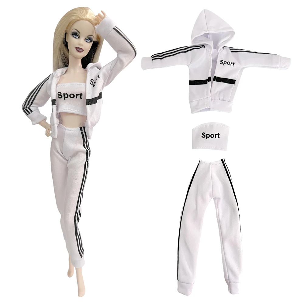 NK1 Set Fashion Sports Casual Wear Yoga Outfit White Running Gym Clothes For Barbie Doll Accessories 1/6  Doll Outfit Toys