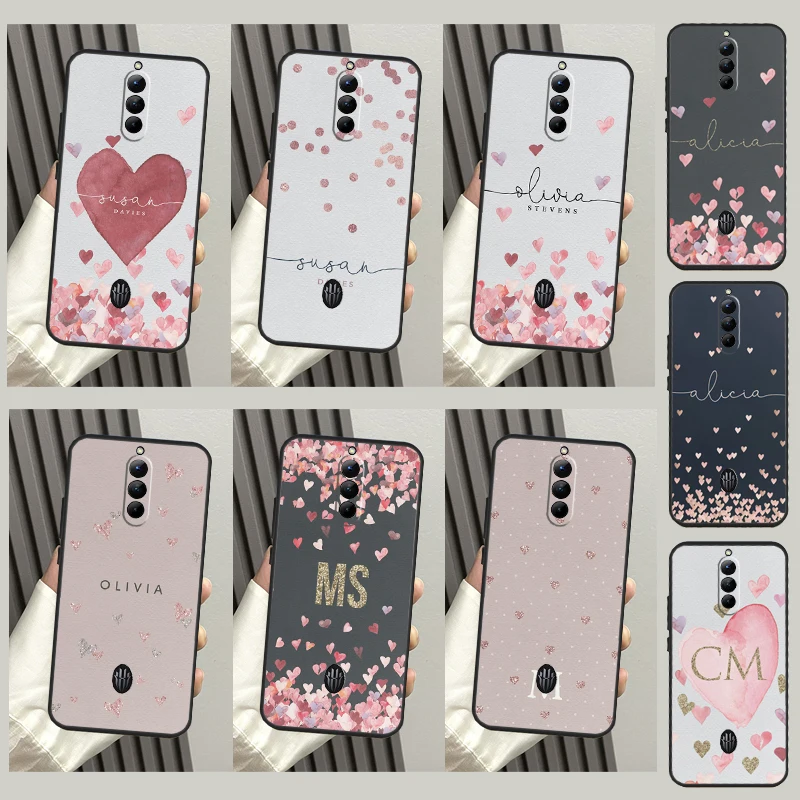 Custom Polka Dots Rose Gold Monogram Case For Nubia Red Magic 8 Pro Plus Cover For ZTE Redmagic 7 7S 6S 6 Pro 5S 5G 6R Funda