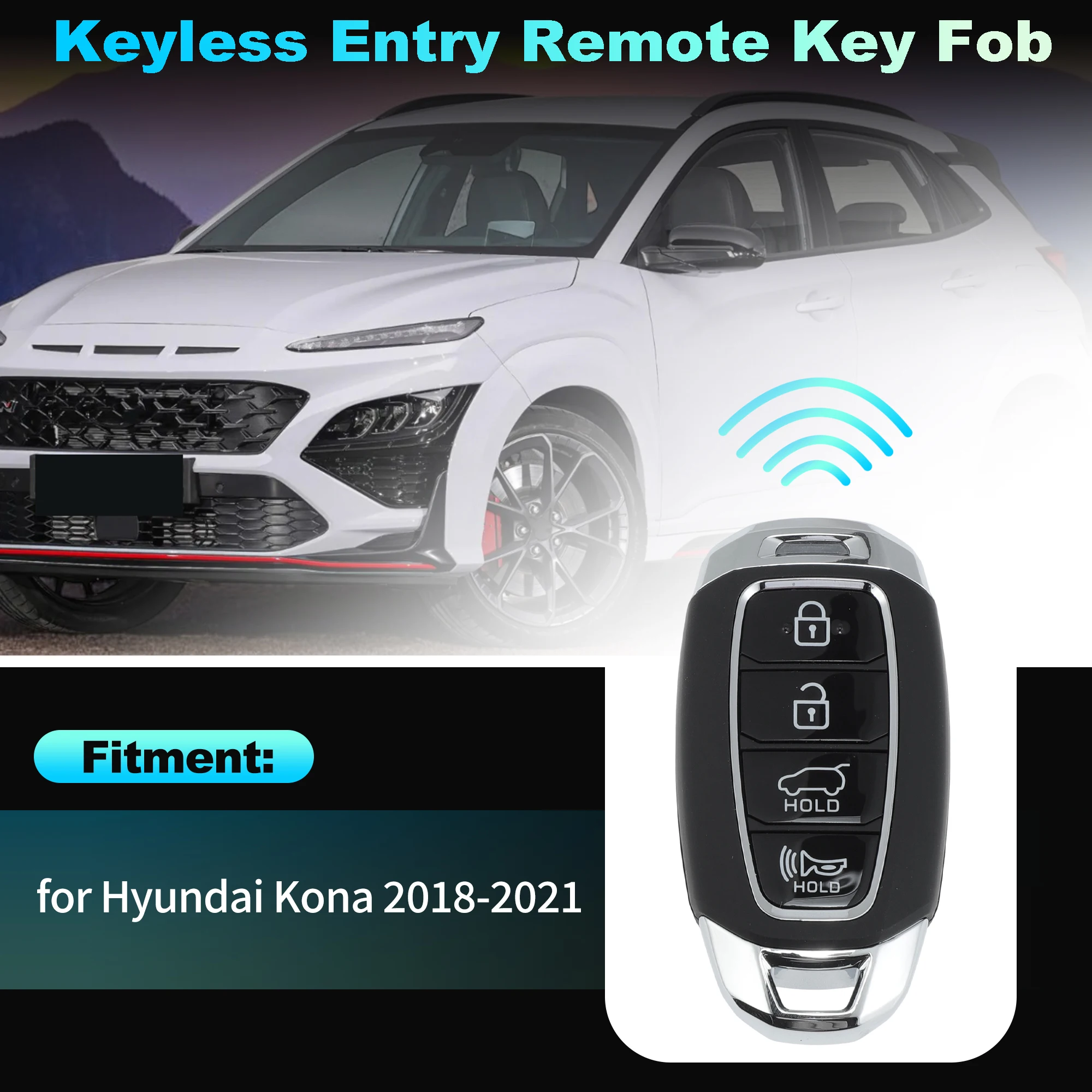 UXCELL TQ8-FOB-4F18 434 MHz Keyless Entry Remote Key Fob for Hyundai Kona 2018-2021