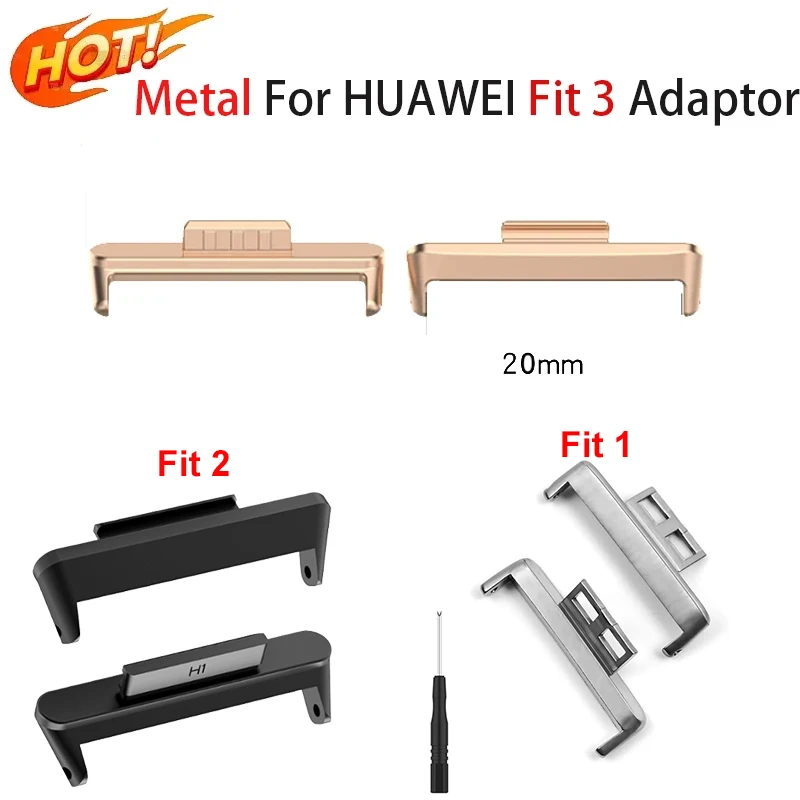

1Pair Adapter For Huawei Watch Fit 3 Strap 20mm Smartwatch 316L Stainless Steel Connector Accessories for Huawei fit2/1 band