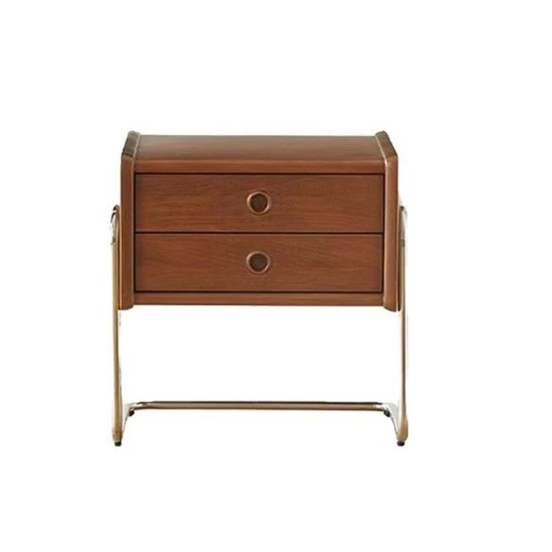 

Скандинавский прикроватный шкафчик из нержавеющей стали для спальни, небольшой шкаф для хранения в стиле ретро, средневековая мебель, прикроватная тумбочка из цельного дерева