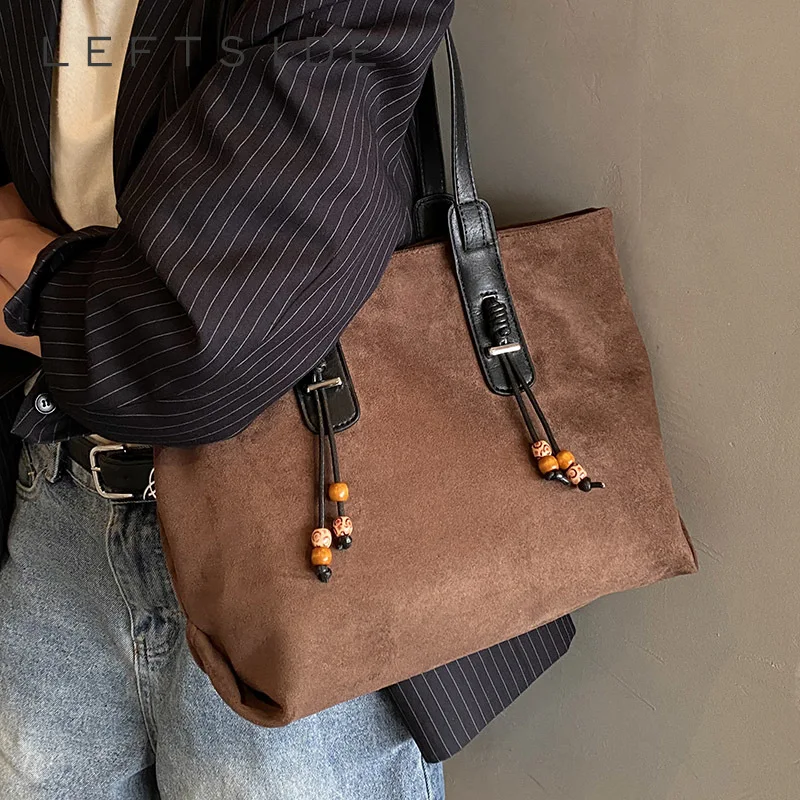 

Левая сторона, женская большая сумка-тоут из искусственной кожи, 2024, роскошная дизайнерская новая брендовая трендовая роскошная женская простая винтажная сумка на плечо, сумки