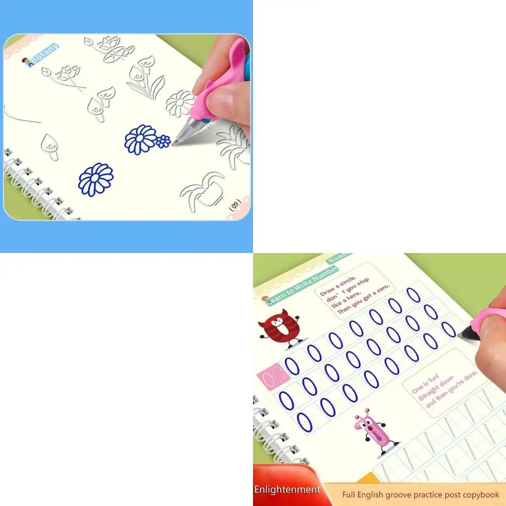 

Детская тетрадь для почерка, набор цифр, алфавит, письмо, практика письма, многоразовые волшебные тетради с ручкой