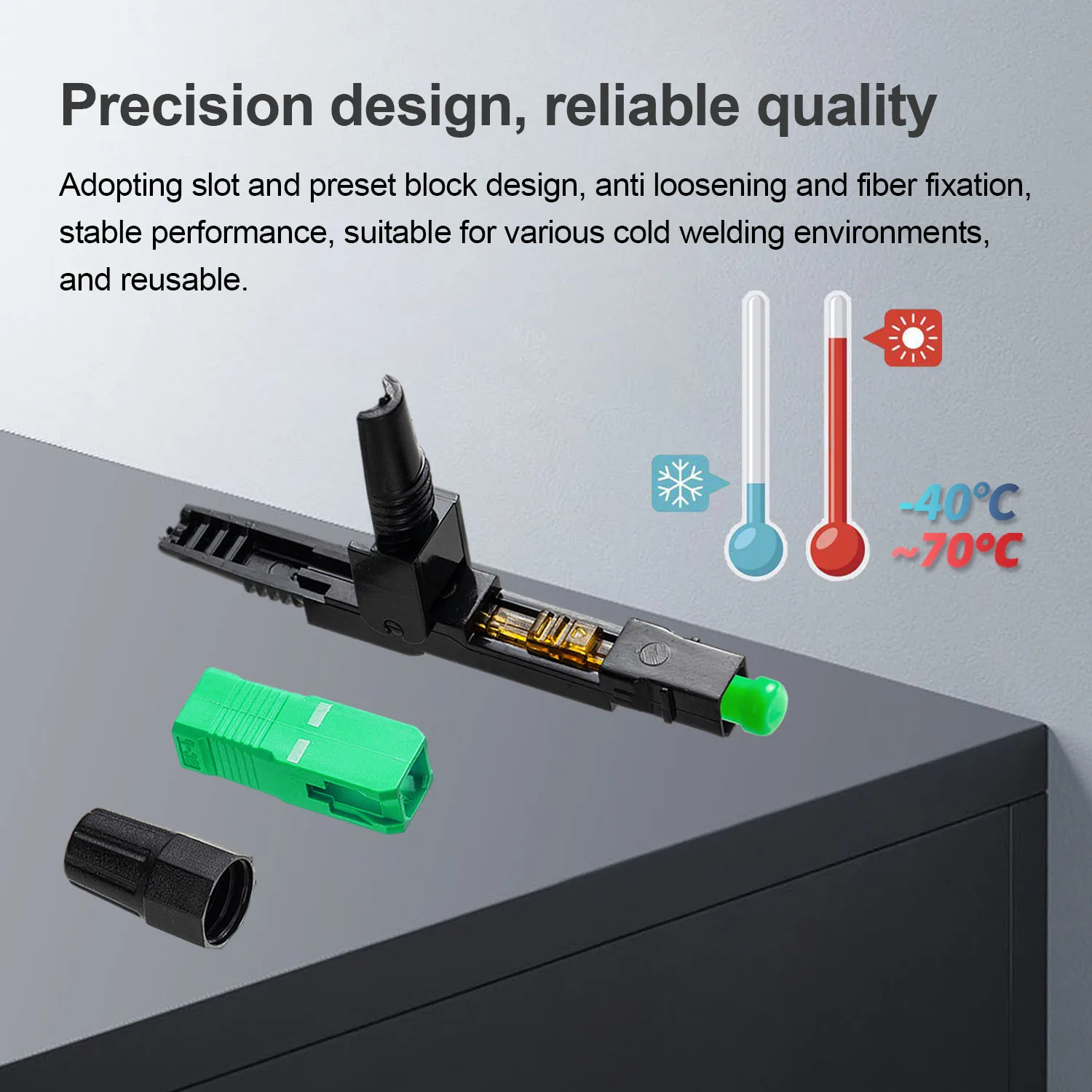 10Pcs SC APC Fiber Optic Fast Cold Connector, Single Mode Optical Adapter Quick Field Assembly Plug FTTH Tool