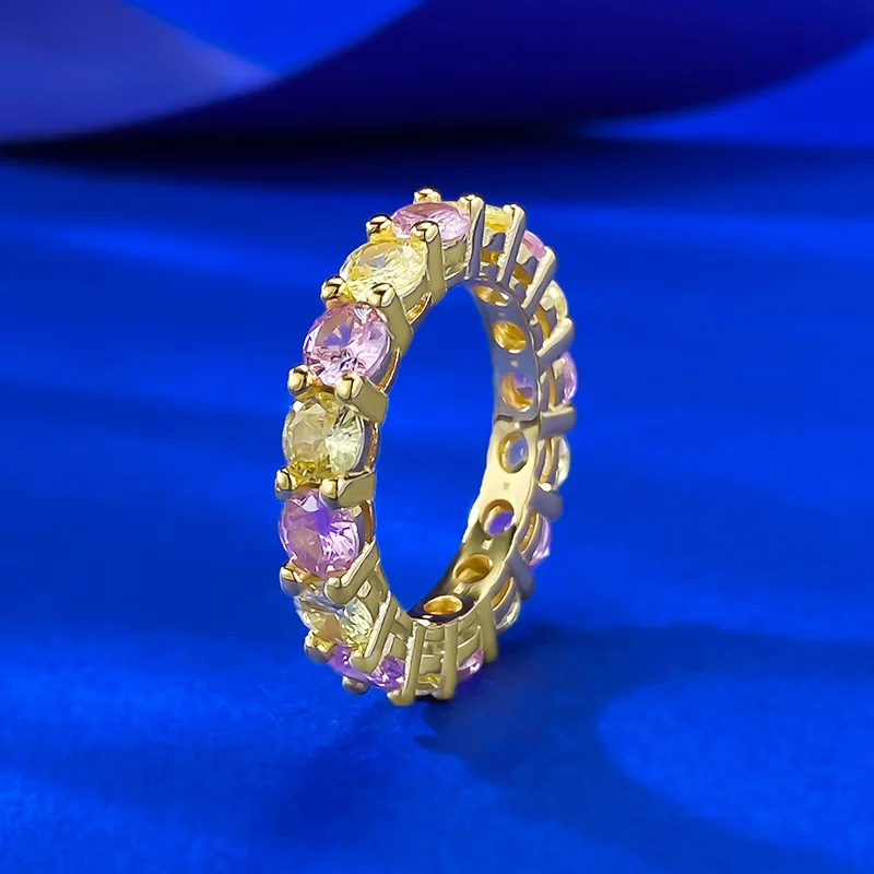 

silver925anillos tendencia2025 Lab Sapphire Citrine Gemstone Inlay Fine Jewelry Wedding Band Gifts Rings woman