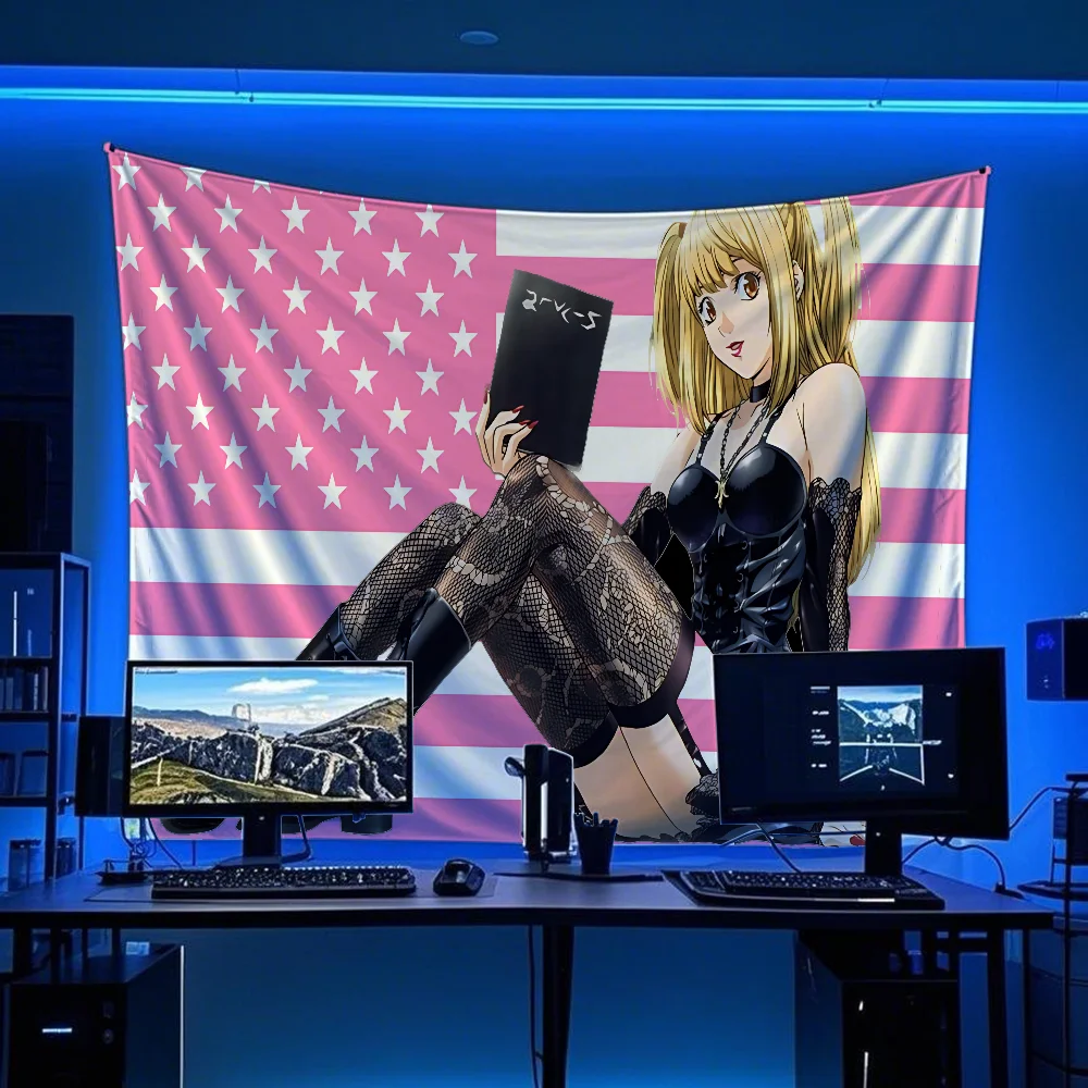Misa D-Death Notes Flag Flag Tapestry Funny Banner For College Dorm Room Bedroom Outdoor Living Room Wall Art Decor Party