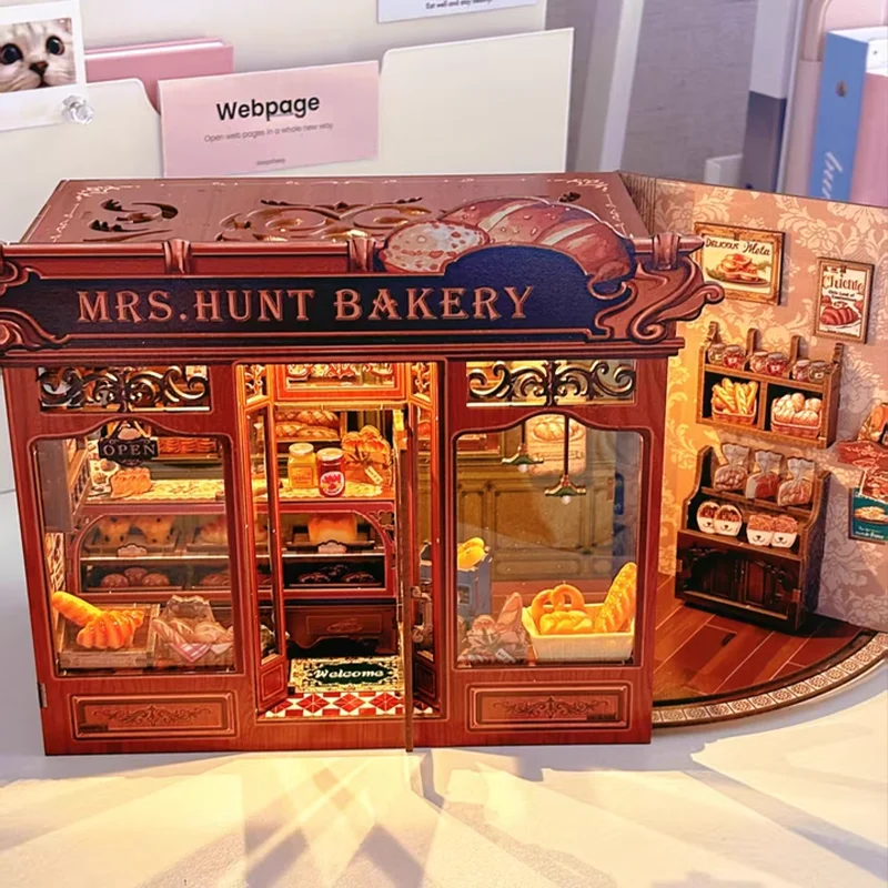 

CUTEBEE DIY Book Nook Kit Mrs Hunt Bakery Dollhouse 3D Puzzle Miniature Room Decor Creative Gift for Adult Teen Bookshelf Insert