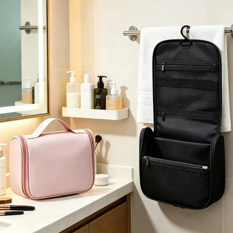 Travel Toiletry Bag Waterproof Hanging Cosmetic Organizer for Dry Wet Separation Makeup Pouch