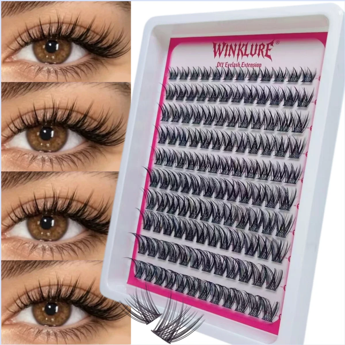 WINKLURE Lash Clusters Anmie Cluster Lashes 10-16mm Lashes Extensions Natural Look Lashes D Curl Fluffy Cluster DIY Eyelash Ext