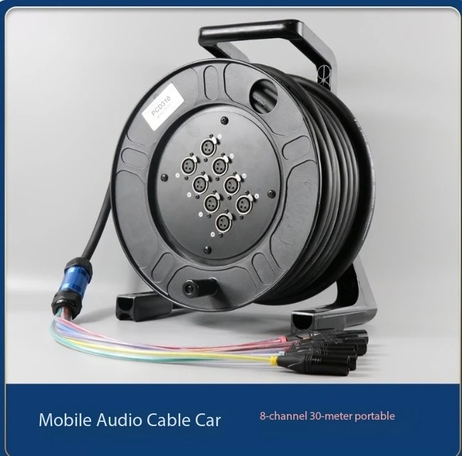 Stage Audio Snake Cable System with Rolling Reel, 16-40 Channel Options for Live Performance Sound Setup