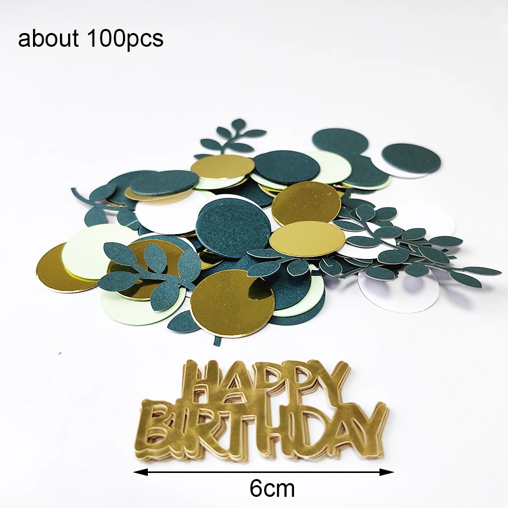 100 Stück Happy 30/40/50/60th Geburtstag Konfetti grüne Goldfolie Konfetti Dekor für 30th 40th 50th 60th Geburtstag Party Tischdekorationen – Detail 2
