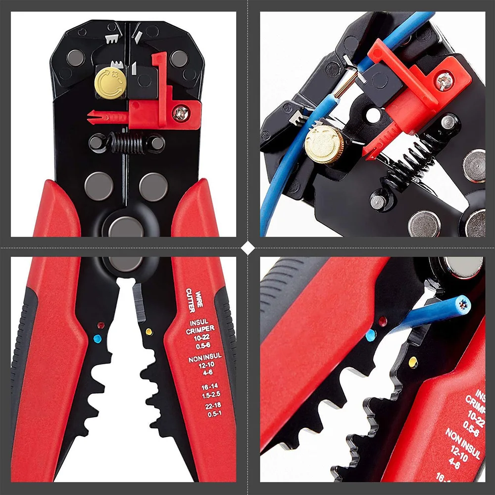 Self-Adjusting Wire Stripper Cutter, Wire Crimping Tool Wire Pliers for Wire Stripping, Cutting, Crimping 10-24 AWG (0.2-6.0mm²)