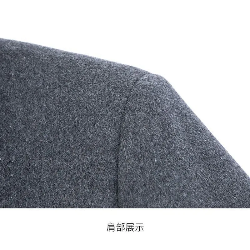 معطف رجالي متوسط الطول من التويد على الوجهين للخريف والشتاء من الصوف #5