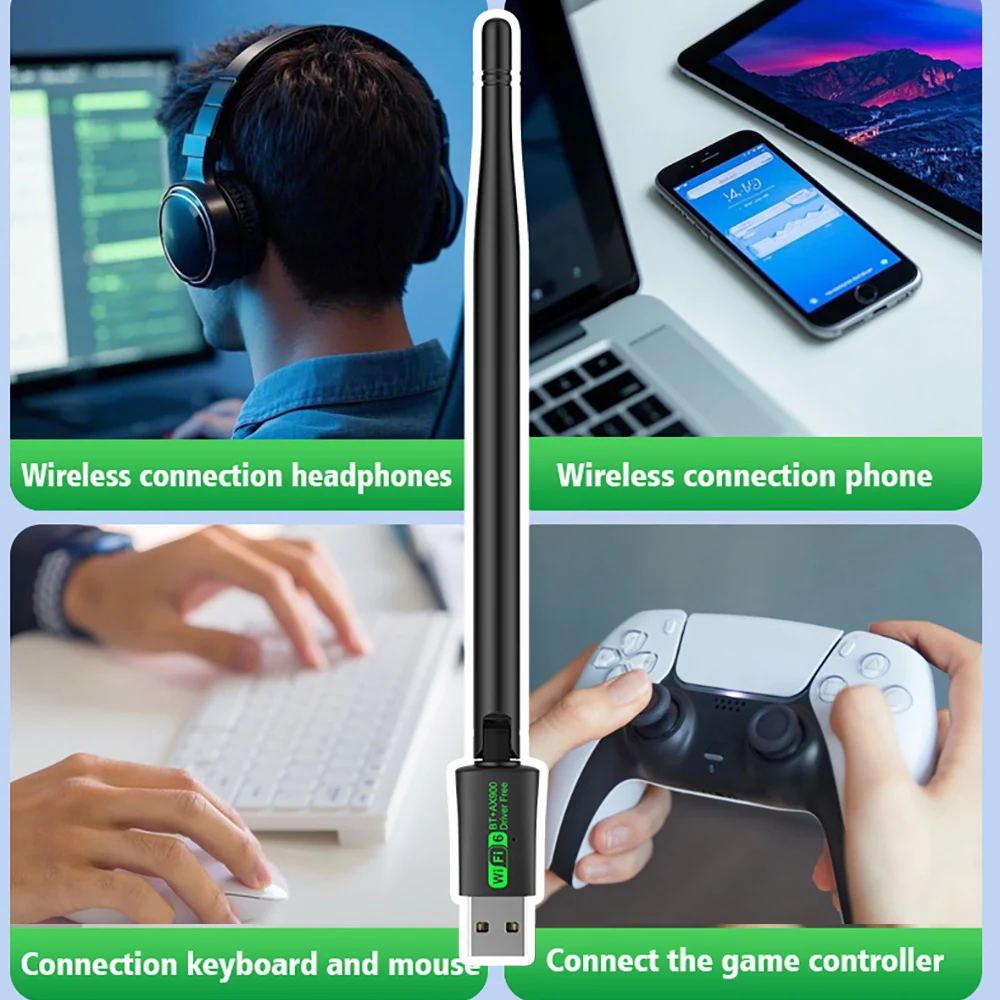 AX900 USB WiFi6 Bluetooth 5.4 Adaptador 2 em 1 Dongle Dual Band 2.4G e 5GHz Receptor de antena de rede WiFi para PC Win 10 11 DRIVER GRATUITO