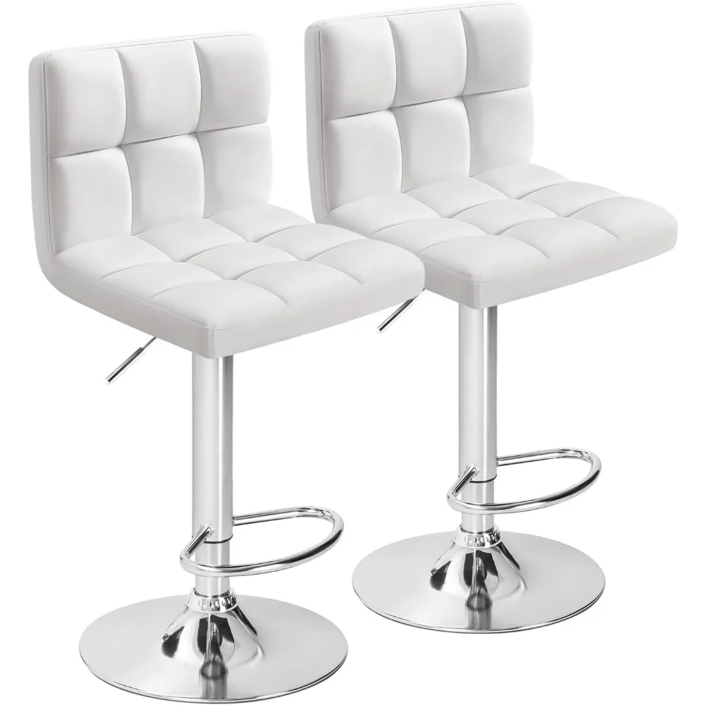 

Bar Stools Modern Pu Leather Swivel Adjustable Hydraulic Bar Stool Square Counter Height Stool Set of 2 (White)