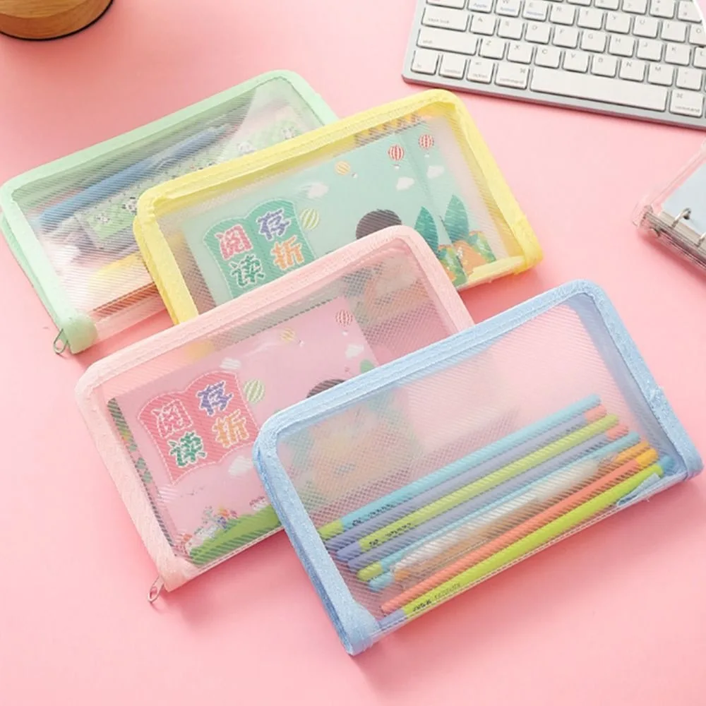 New Simple A6 Bill Storage Bag Zipper Design Transparent Twill Sticker Storage Bag Large Capacity Stationery Organizer Gift