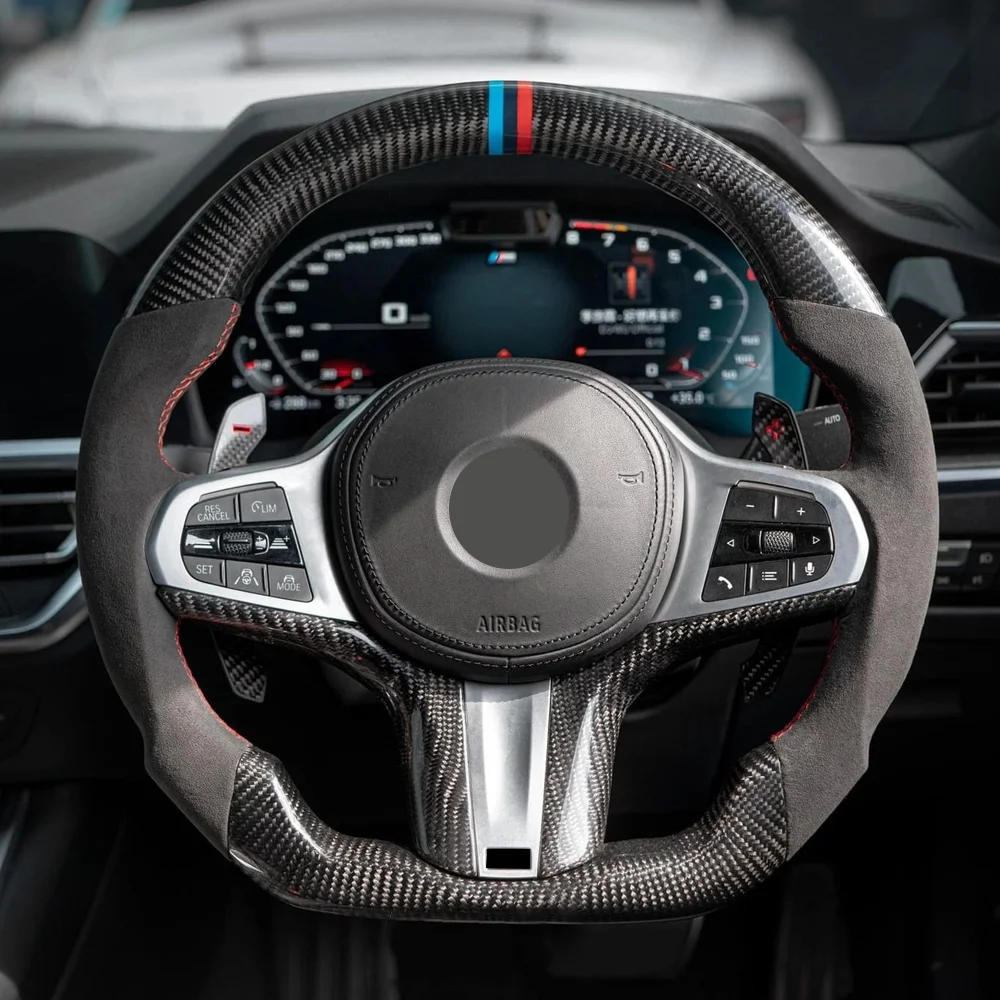 

Лоскутное замшевое рулевое колесо из углеродного волокна для BMW G11 G12 G38 G28 G80 X3 To X7 4 5 7 8 Series F30 F32 F23