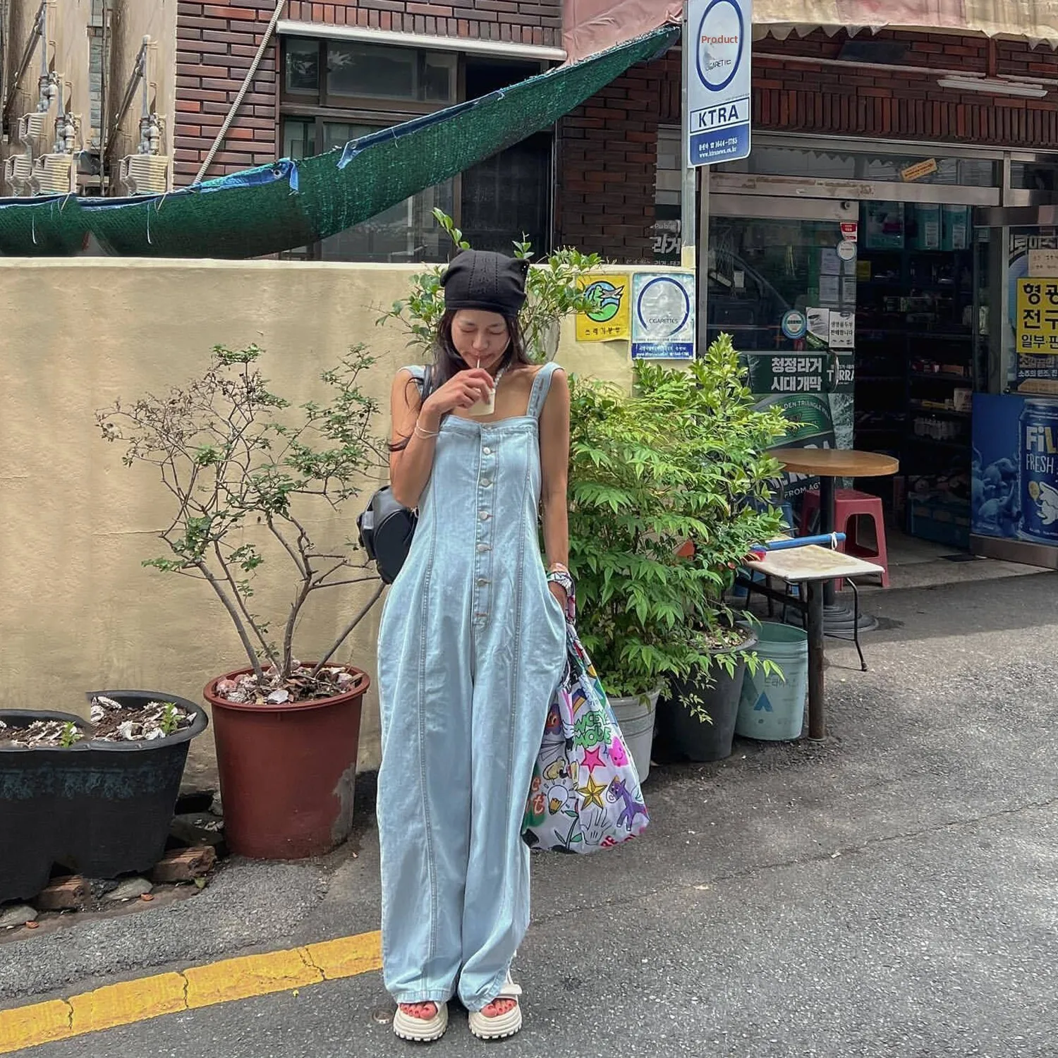 

New Women's Loose Casual One-Piece Overalls Denim Overalls Wrap Chest Design Trousers Wide Leg Pants Trendy High Waist Long P...