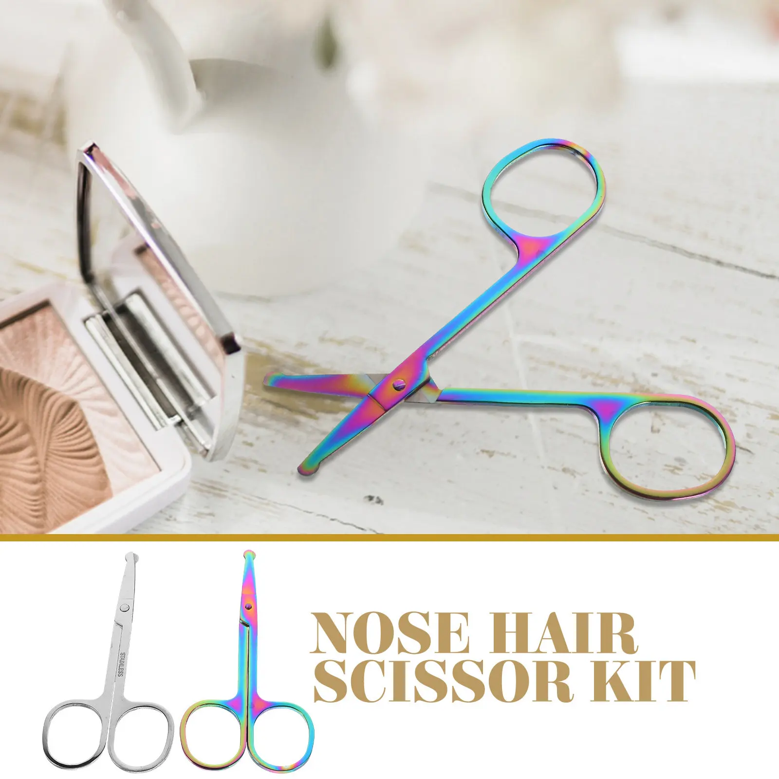 

2Pcs Professional Nose Hair Trimmer for Men Multi-Functional Stainless Steel Eyebrow Beard Scissors Compact Grooming Tool Kit