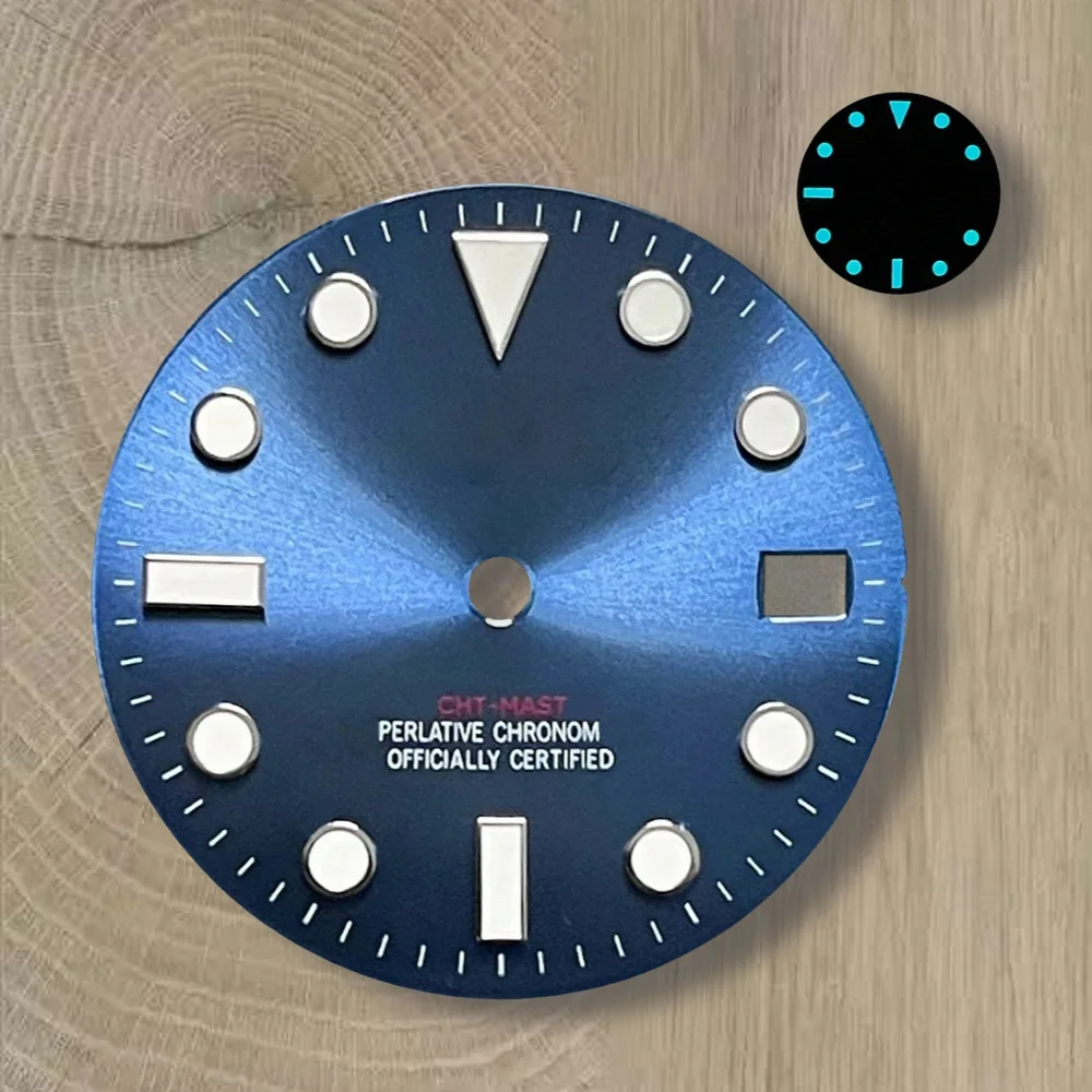 高品質 28.5mm S ロゴ NH35 ダイヤル サンレイダイヤル NH35/NH36/4R/7S ムーブメントに適しています アイスブルー夜光 NH35 アクセサリー