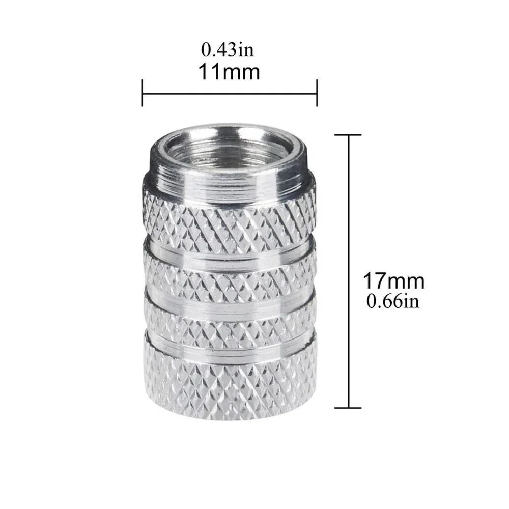 4Pcs Knurling Style Tire Valve Cap Aluminum Silver Car Tire Valve Stems Cap Tire Wheel Stem Air Valve Cap