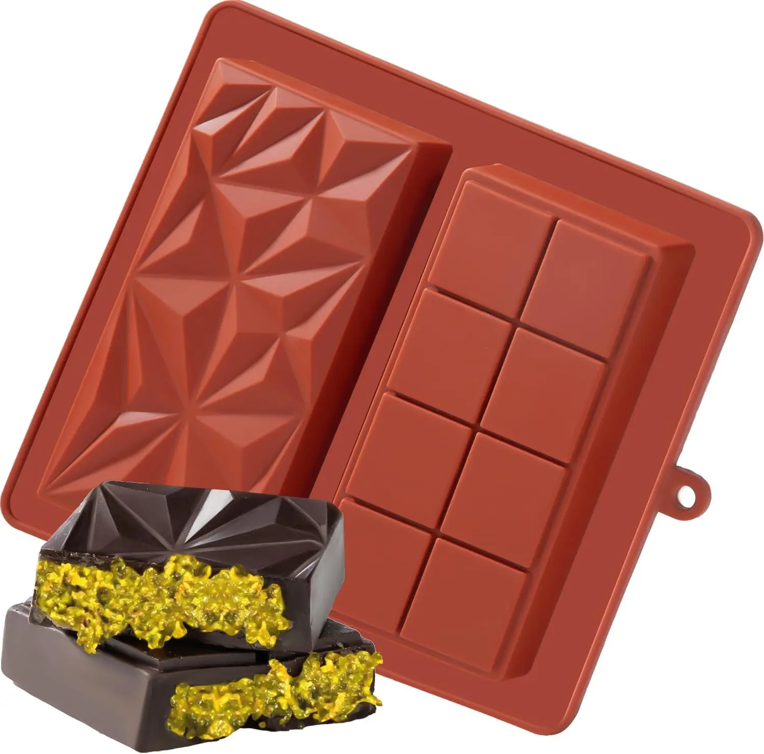 Molde de chocolate de Dubái, barra de chocolate de pistacho, molde grueso de silicona para barras de relleno, molde de barra de caramelo grande para relleno